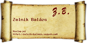Zelnik Balázs névjegykártya