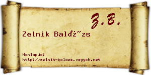 Zelnik Balázs névjegykártya